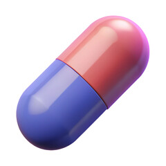 Pill or capsule 3D icon isolated on white background symbolizing medicine and healthcare  