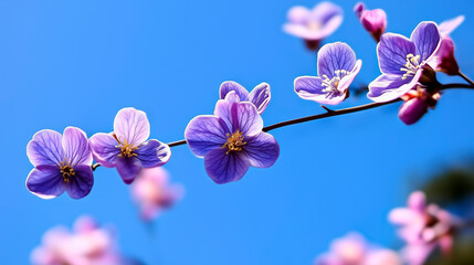 Violet Blossoms Blooming on Tree Branch in Spring