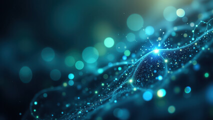 A futuristic graphic of NAD+ molecules with a glowing effect against a dark background.