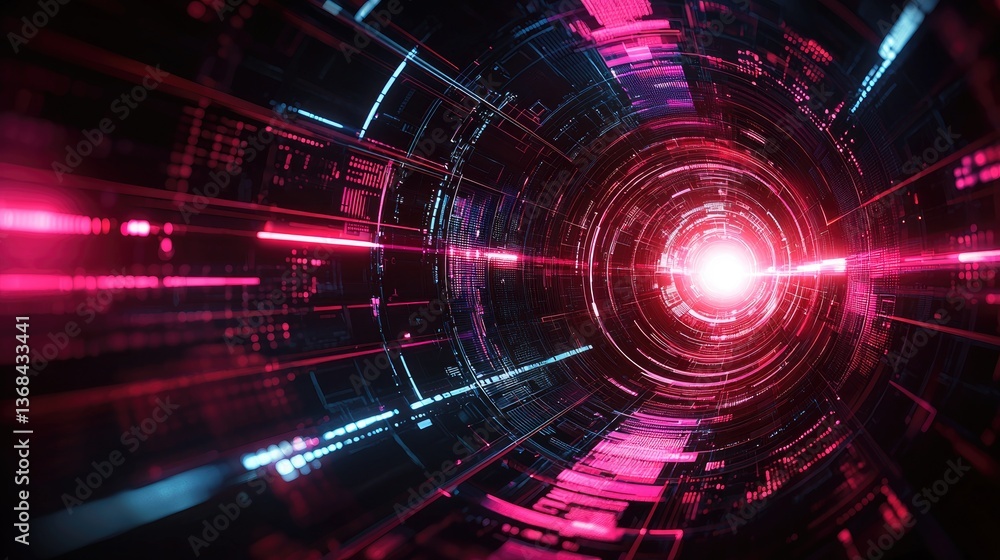 Aufkleber futuristic abstract visualization of digital language and ai model analysis in vibrant colors