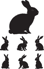 Set of rabbits silhouettes vector