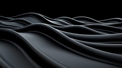 Elegant flowing black waves, abstract background for modern design
