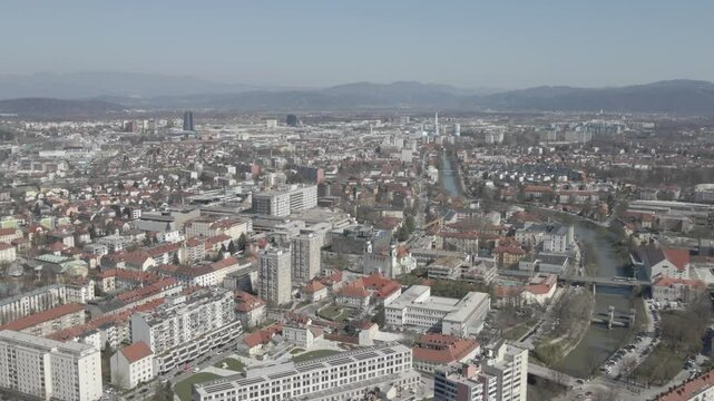 aerial view of Ljublana city in Slovenia