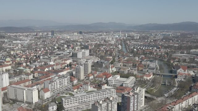 aerial view of Ljublana city in Slovenia