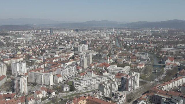 aerial view of Ljublana city in Slovenia