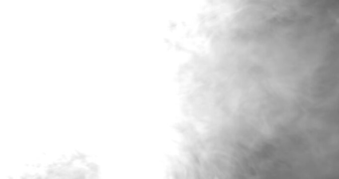 Smoke dissipates from left to right revealing a dark background. Smoke transition mask, compositing element 4k