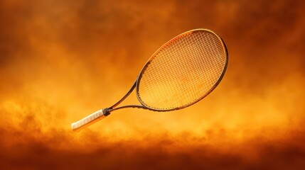 Tennis racket in motion, dynamic display of power and precision in the air