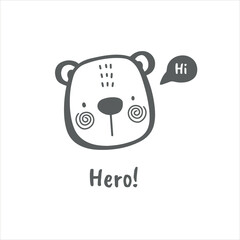 Сute animal faces in scandinavian style vector illustration on white background