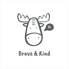 Сute animal faces in scandinavian style vector illustration on white background