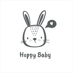 Сute animal faces in scandinavian style vector illustration on white background