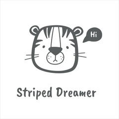 Сute animal faces in scandinavian style vector illustration on white background