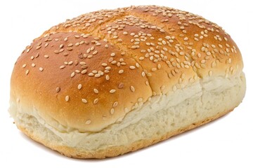Bread roll covered with sesame seeds isolated on transparent background