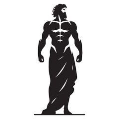 Wise Zeus silhouette, ruling with wisdom and strength - Zeus illustration - Zeus vector - Greek god silhouette

