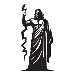Heroic Zeus silhouette, the legendary god of Olympus - Zeus illustration - Zeus vector - Greek god silhouette

