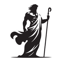 Dominant Zeus silhouette, embodying strength and wisdom - Zeus illustration - Zeus vector - Greek god silhouette

