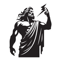 Glorious Zeus silhouette, the father of gods and men - Zeus illustration - Zeus vector - Greek god silhouette

