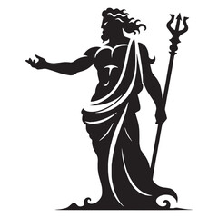 Divine Zeus silhouette, the supreme deity of Olympus - Zeus illustration - Zeus vector - Greek god silhouette

