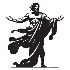 Majestic Zeus silhouette, king of the gods - Zeus illustration - Zeus vector - Greek god silhouette

