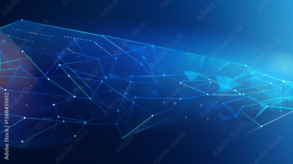 Poster a minimalistic banner design for a tech-focused digital theme, featuring a gradient blue background,