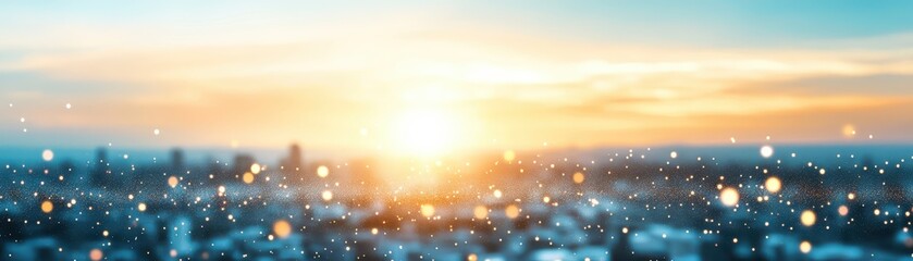 Golden hour sunset over city, breathtaking urban landscape at dusk