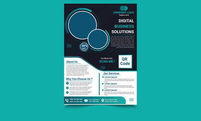 Business Flyer Template Corporate flyer template colorful gradient geometric circle shape. Creative modern bright concept circle round shape. vector template in A4 size