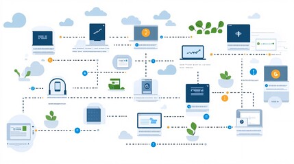 Creative Infographic Detailing Lifecycle of a Project with Charts and Digital Elements