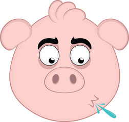 vector illustration emoji character face pig cartoon, spitting saliva