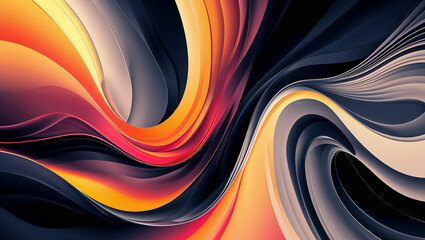 Abstract orange and red waves flowing on black background