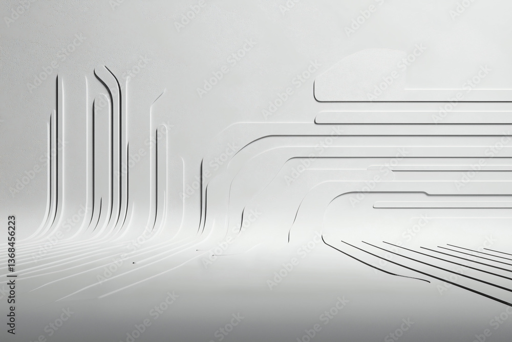 Poster abstract lines & forms: an elegant composition of flowing lines and architectural forms, rendered in