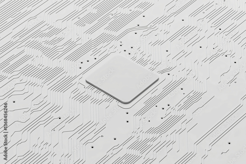 Poster circuit board design: a close-up view of an intricate circuit board, showcasing its complex pathways