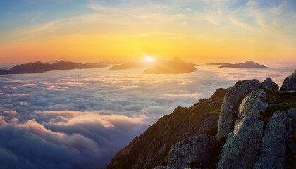 sunrise view on a top of rock