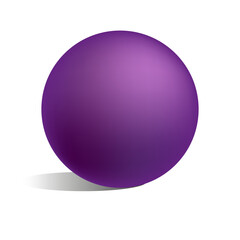 Purple sphere illustration. Realistic glossy ball. Smooth 3D round shape. Minimal vector image.