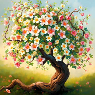 A whimsical impressionistinspired tree with a gna