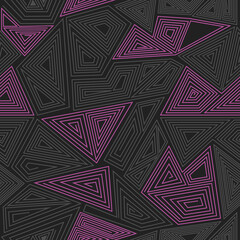 Abstract thin line seamless pattern dark purle mosaic endless texture