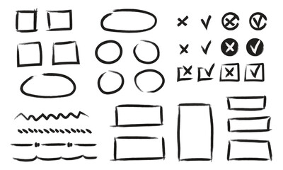Brush stroke colletion of empty frame check boxes and lines
