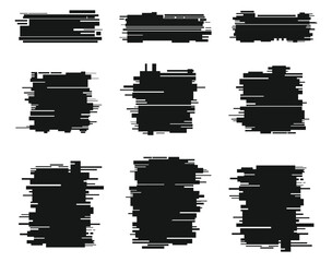 Glitch effect monochrome black frames set