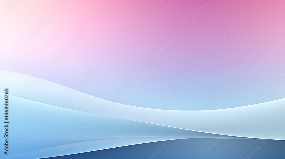 Poster a soft pastel gradient background with light blue and pink, featuring a wavy curve design.