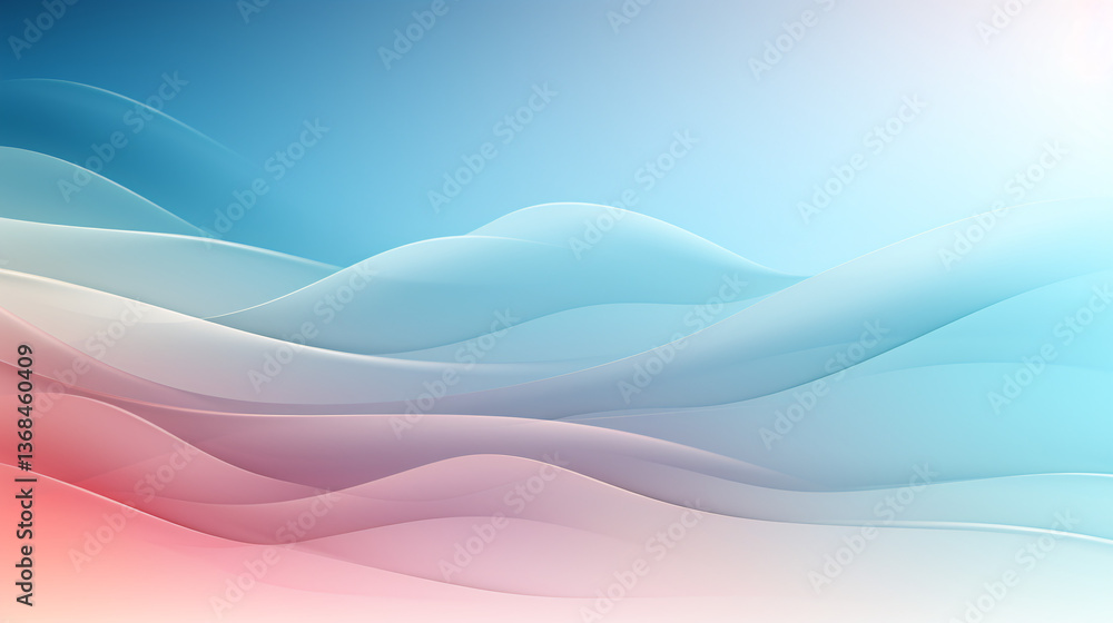 Poster A soft pastel gradient background with light blue and pink, featuring a wavy curve design.

