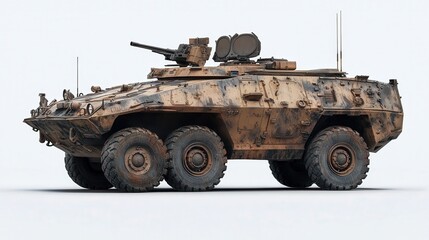 Fototapeta premium A rugged military armored vehicle designed for tactical operations on challenging terrains.