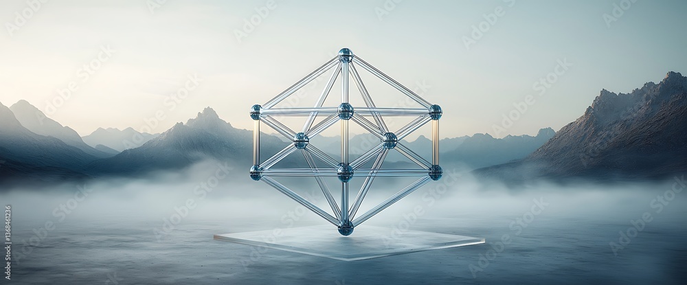 Aufkleber geometric structure network water mist