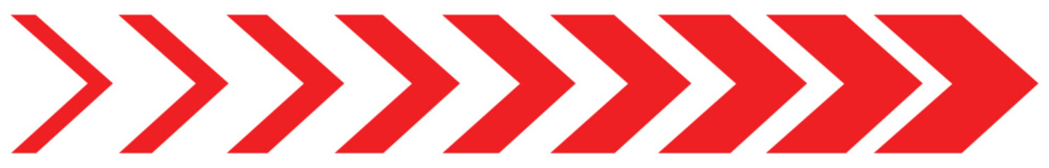 Red Dynamic arrow symbol. Arrow moving dynamic symbols. Road lines arrow zigzag chevron speeds flat style.