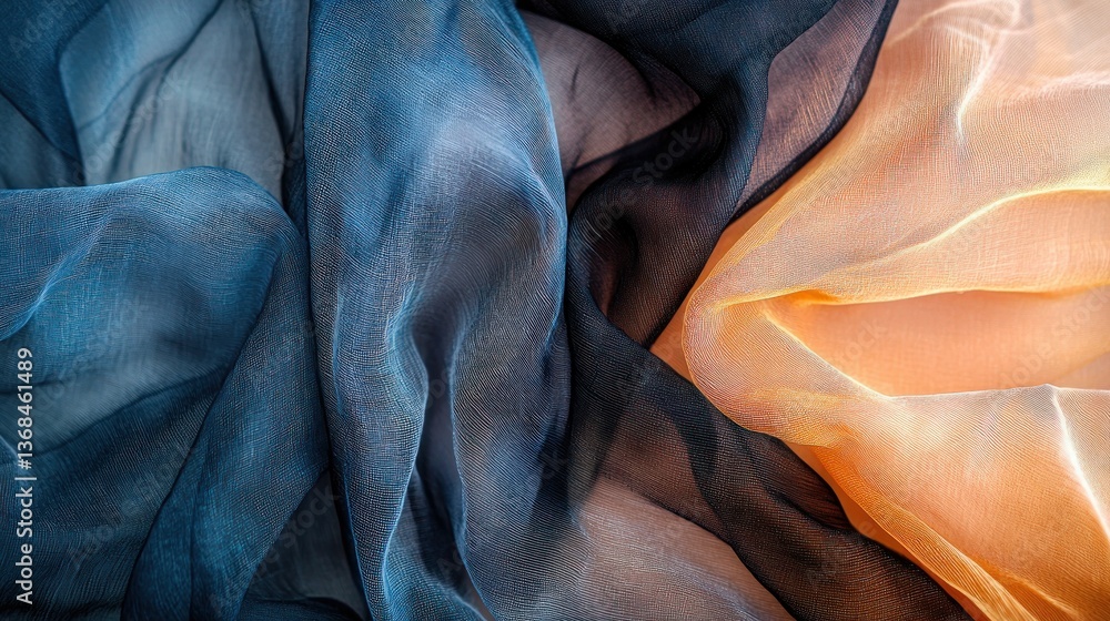 Poster delicate waves of silk fabric in contrasting hues create a smooth textured visual display