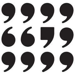 Set of quote mark. Quotes icon vector set. Quotemarks outline, speech marks, inverted commas or talking marks collection. Talk bubble speech icon.