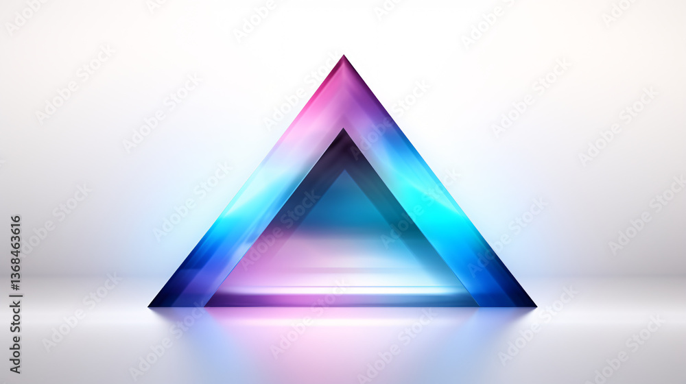 Poster a white background with an abstract triangular design in blue and purple, perfect for high-tech pres