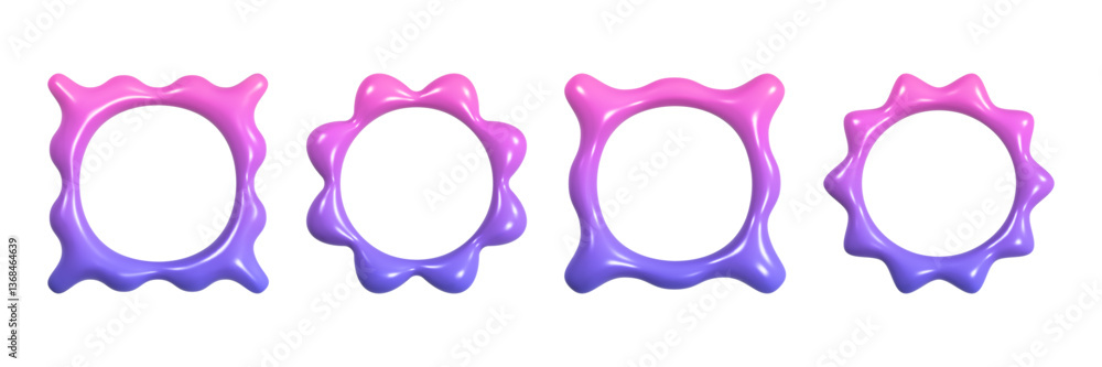 Aufkleber square wavy 3d frames with a smooth gradient transition from blue to pink demonstrate a bright and p