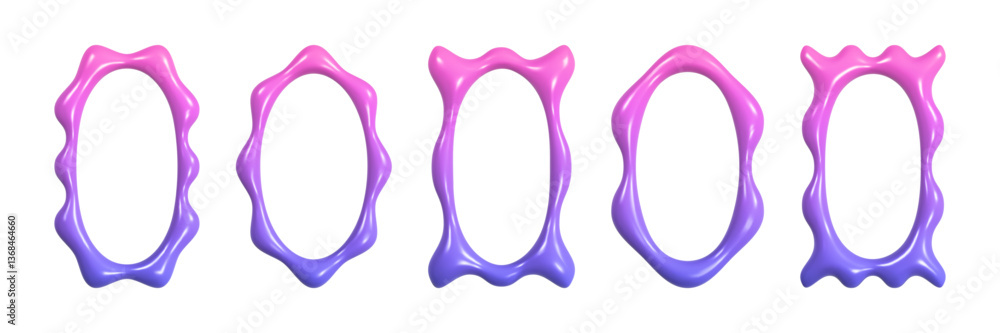 Poster horizontal wavy 3d frames feature a smooth gradient from blue to pink in a creative modern digital a
