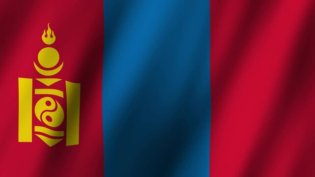 Mongolian flag waving proudly in the sunlight during a cultural celebration
