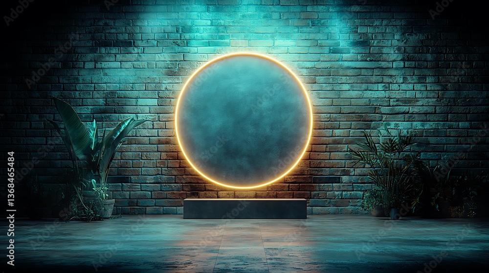 Poster glowing oval frame dark background product display