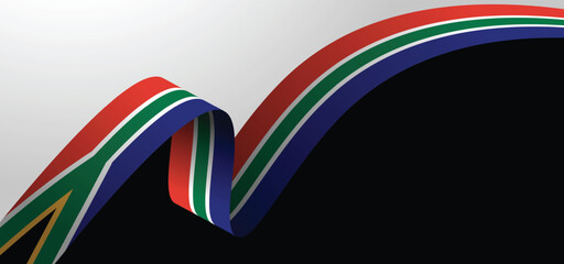Obraz premium South Africa flag ribbon vector background