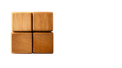 Four wooden blocks in a square formation , cut out transparent
